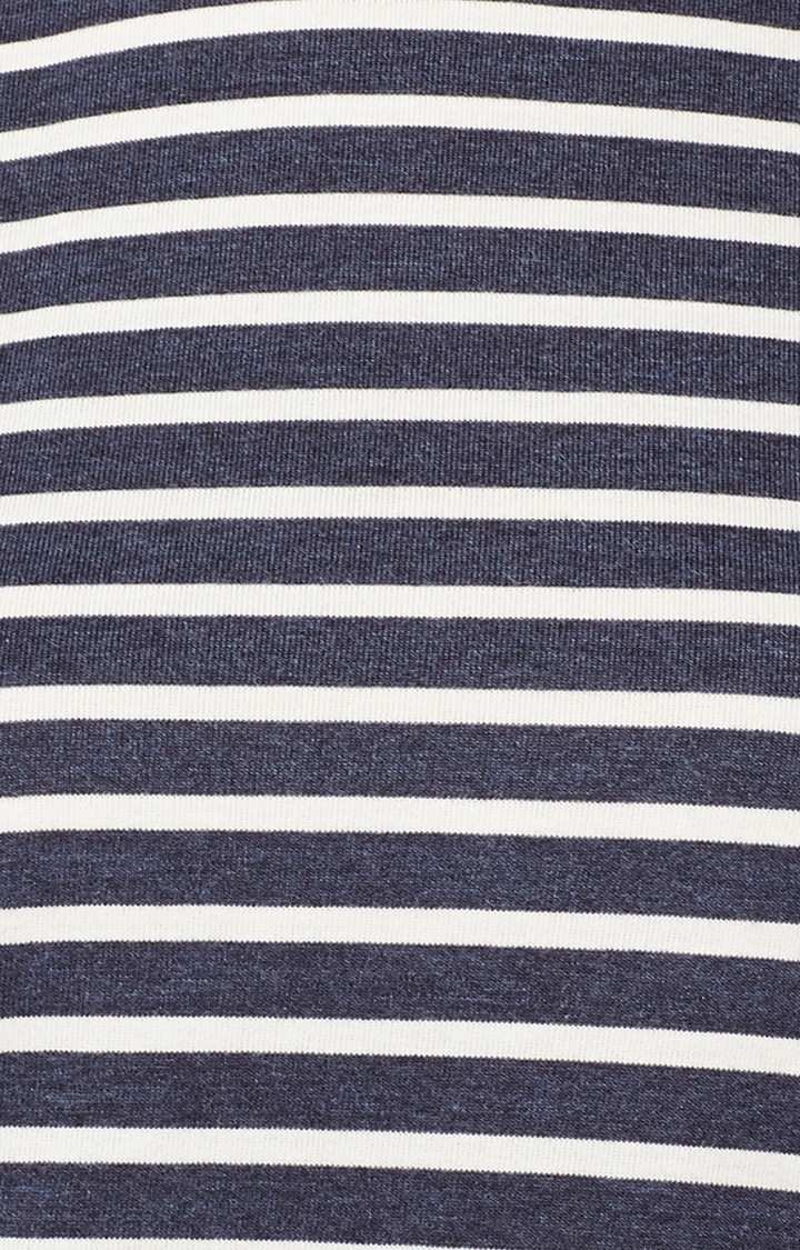 Women's Blue Cotton StripedCasualwear Shift Dress