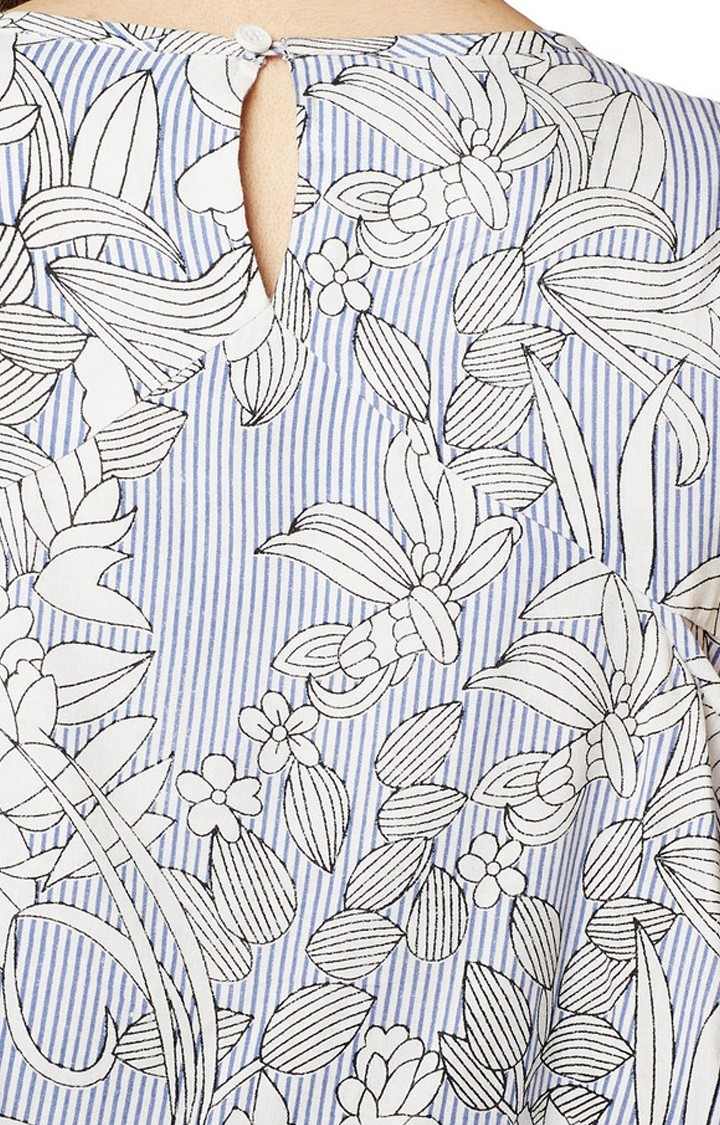 Women's Blue Rayon PrintedCasualwear Shift Dress