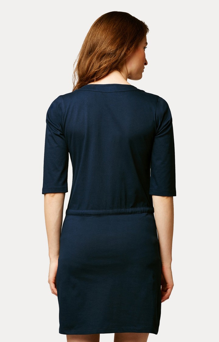 MISS CHASE | Women's Blue Solid Shift Dress 3