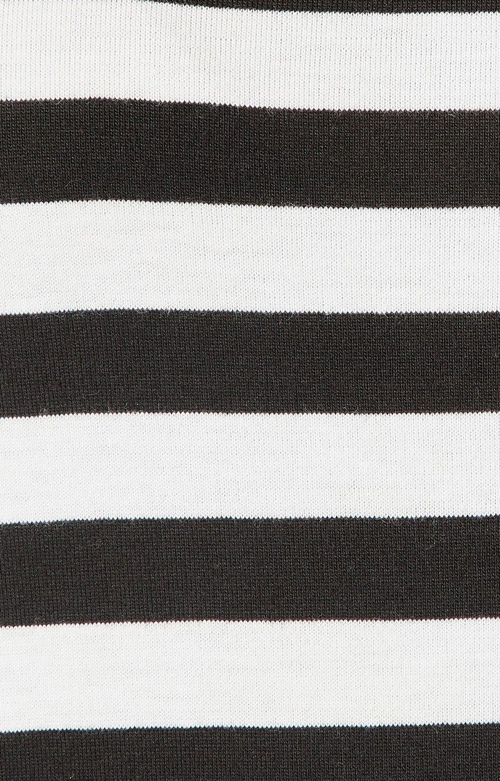 Women's Black Cotton StripedCasualwear Shift Dress