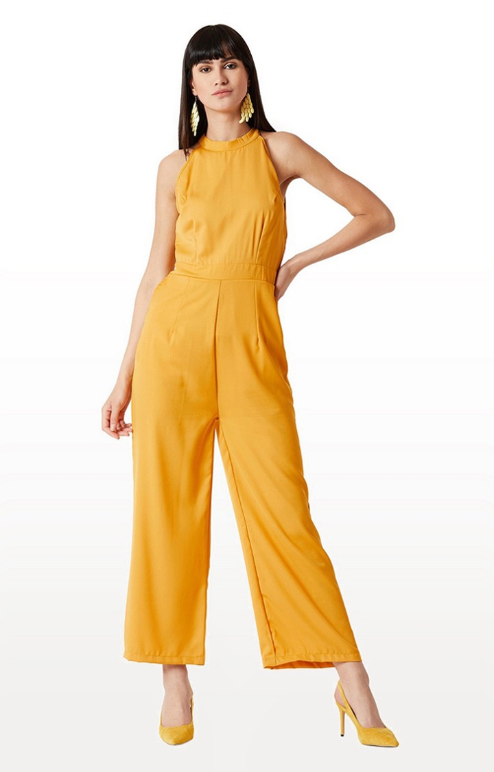 Women's Yellow Solid Jumpsuits