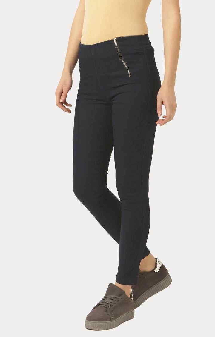 Women's Blue Solid Jeggings