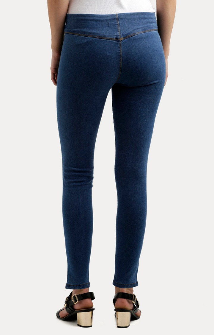 Women's Blue Solid Jeggings