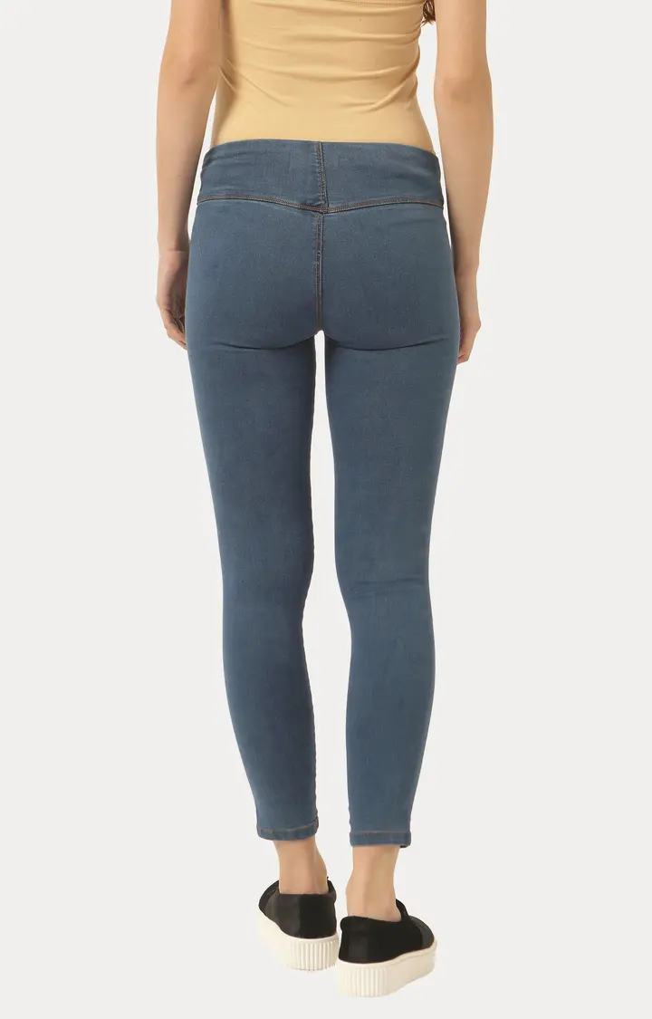 Women's Blue Solid Jeggings