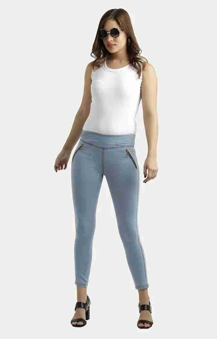 Women's Blue Solid Jeggings