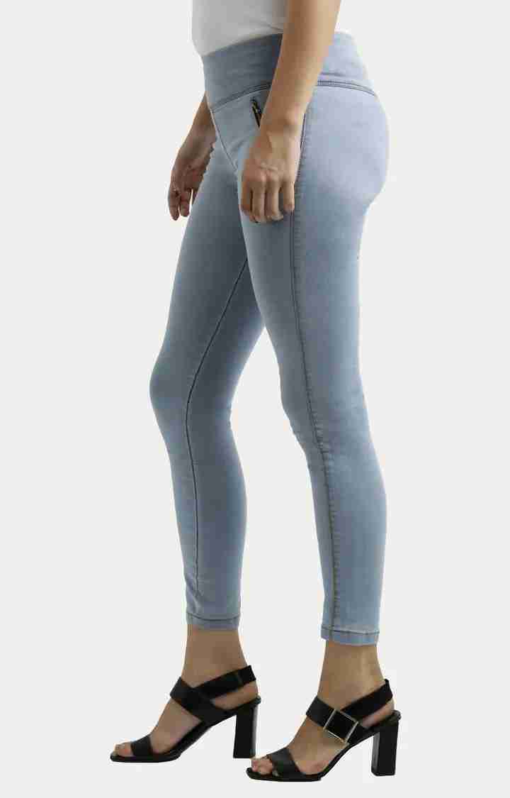 Women's Blue Solid Jeggings