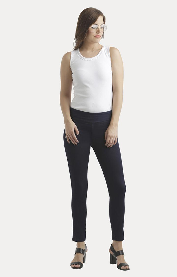 Women's Blue Solid Jeggings