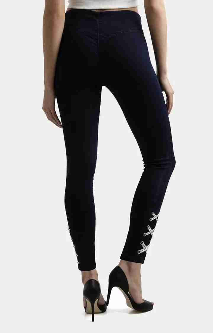 Women's Blue Solid Jeggings