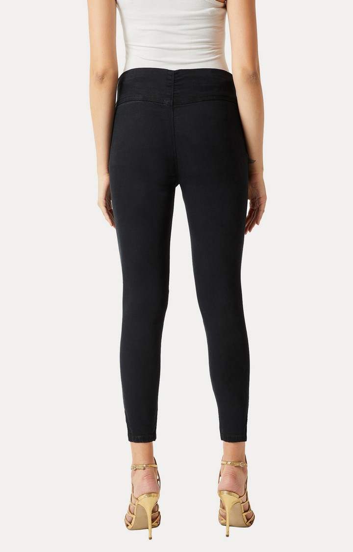 Women's Black Solid Jeggings
