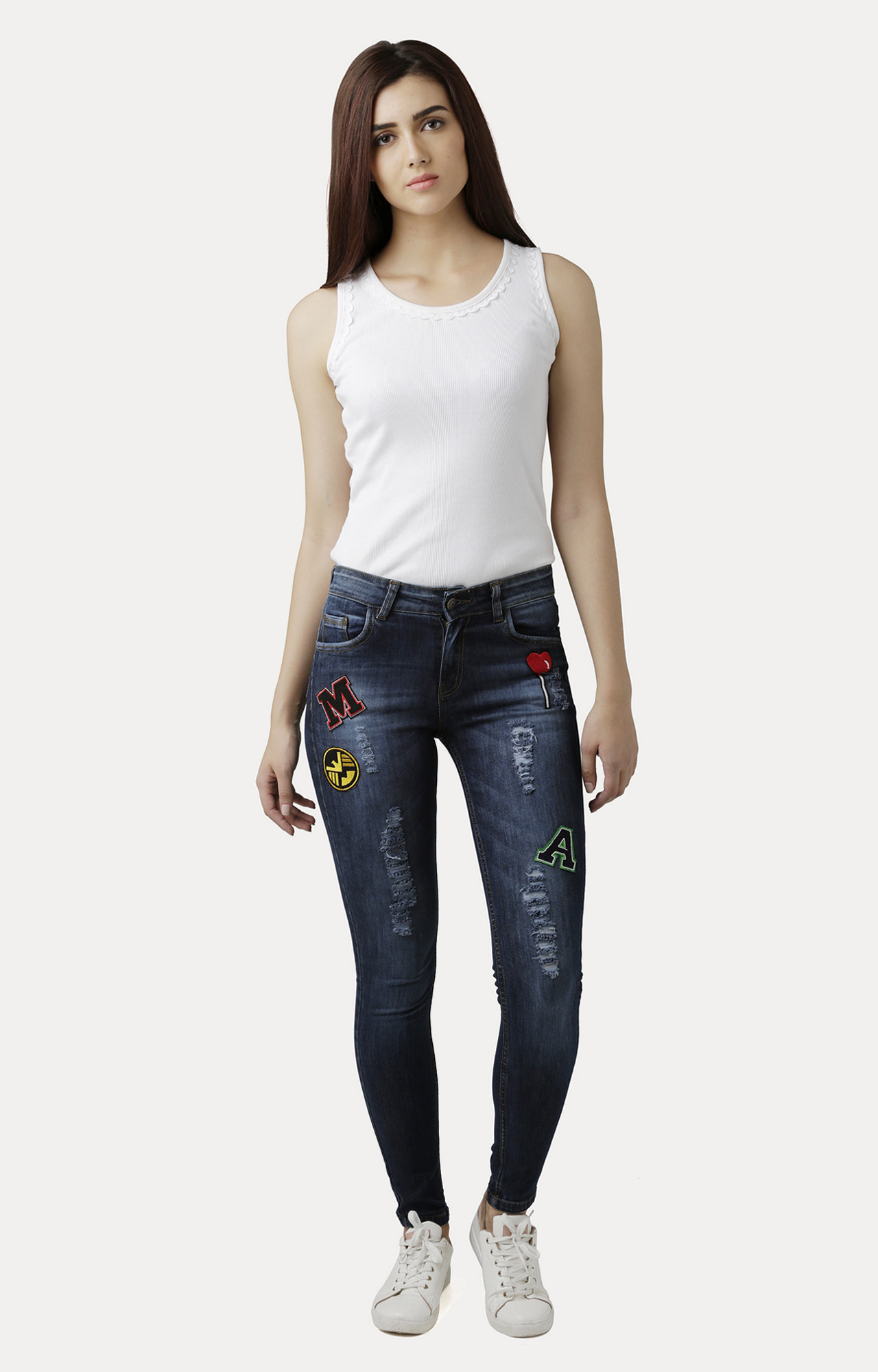 Women's Blue Solid Skinny Jeans