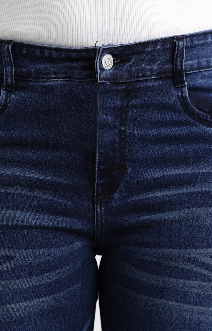 Women's Blue Solid Slim Jeans