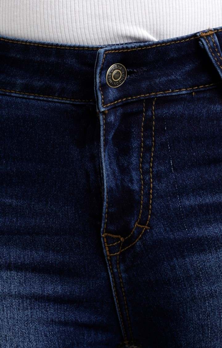 Women's Blue Solid Flared Jeans