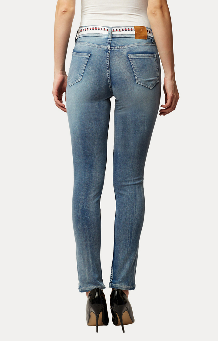 Women's Blue Solid Slim Jeans