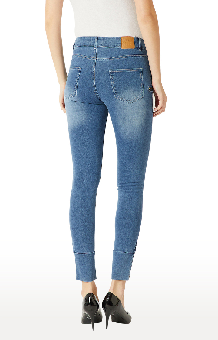 Women's Blue Solid Skinny Jeans