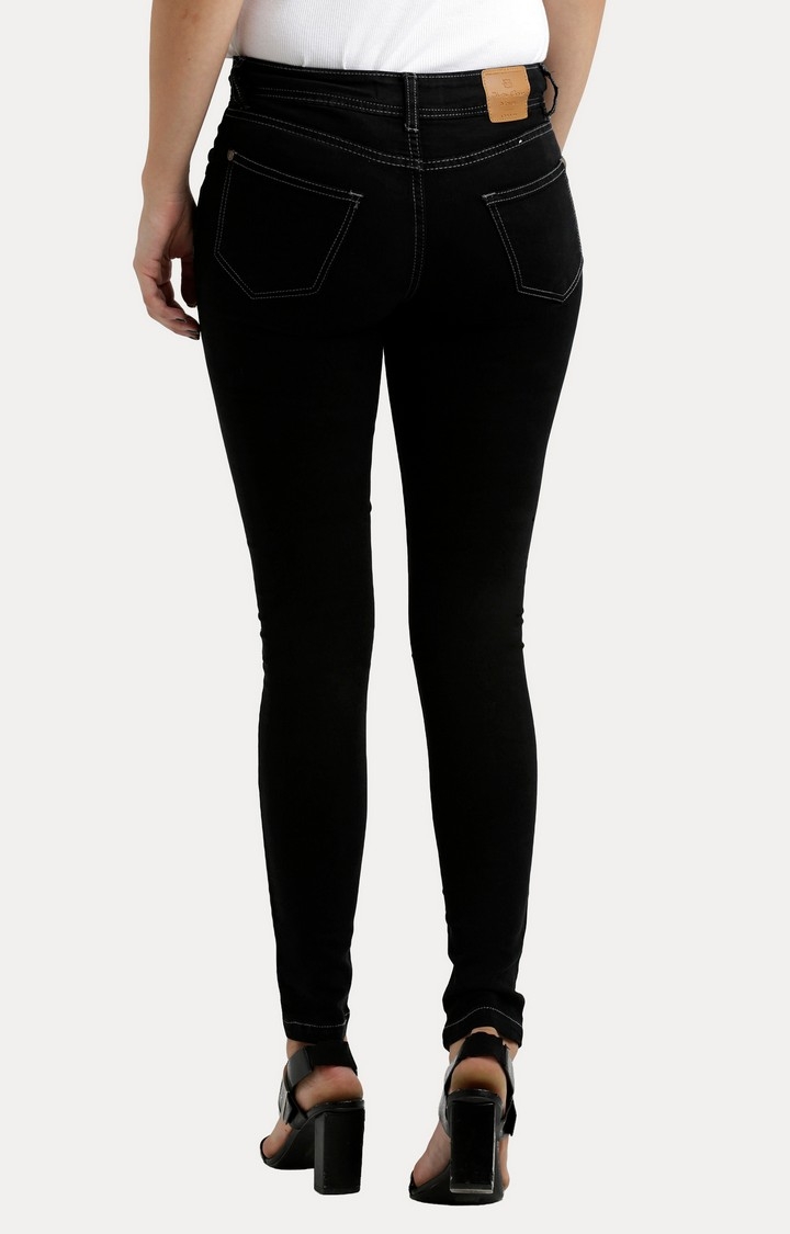 MISS CHASE | Women's Black Solid Skinny Jeans 3