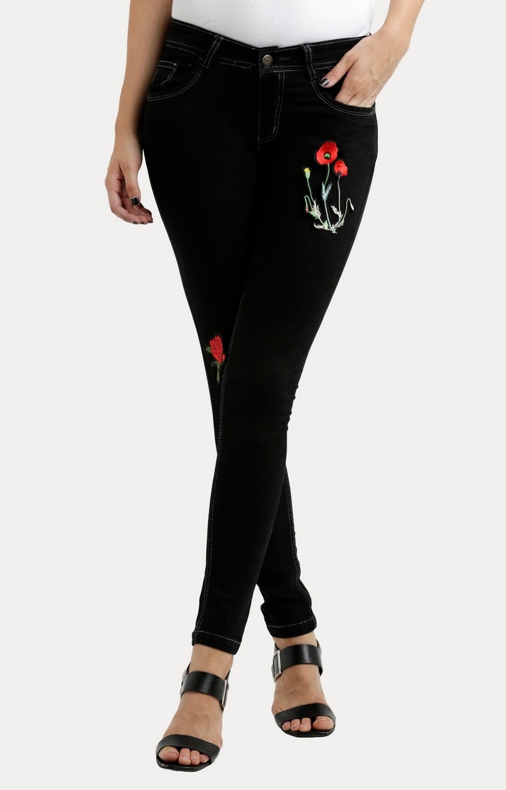 MISS CHASE | Women's Black Solid Skinny Jeans 0