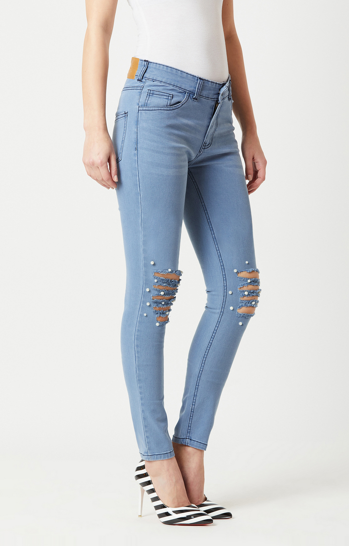 Women's Blue Ripped Ripped Jeans