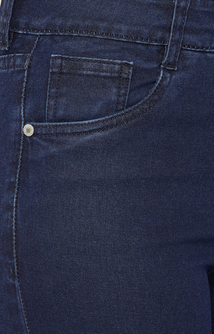 Women's Blue Solid Skinny Jeans