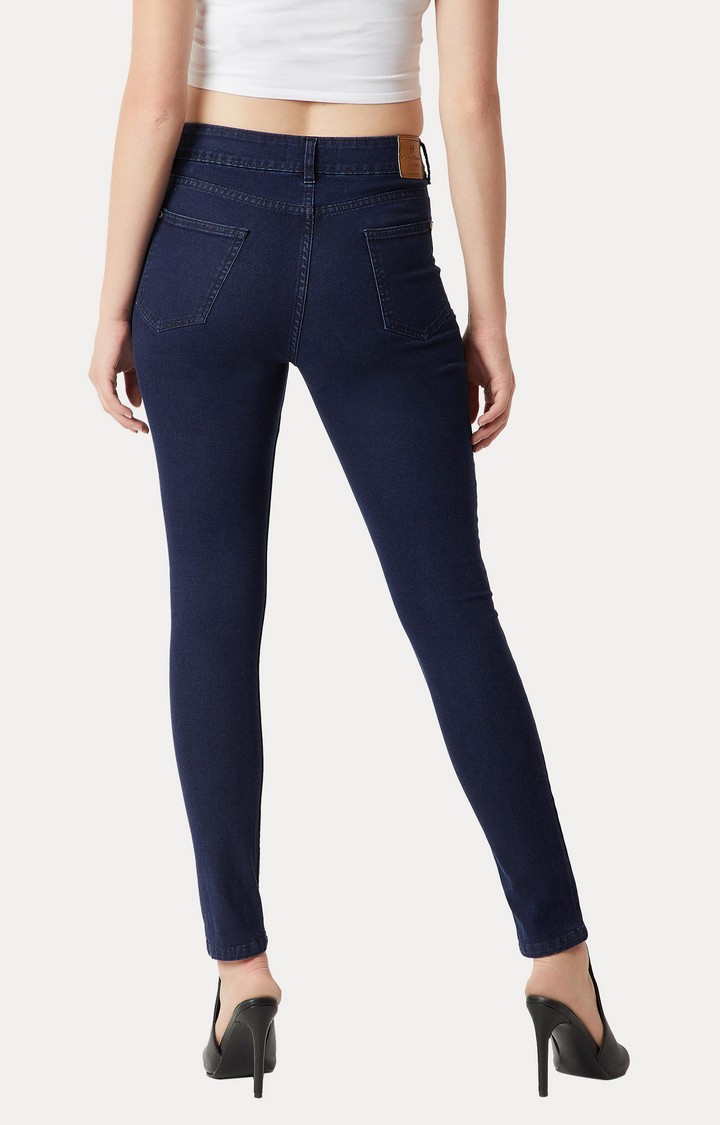 Women's Blue Solid Skinny Jeans