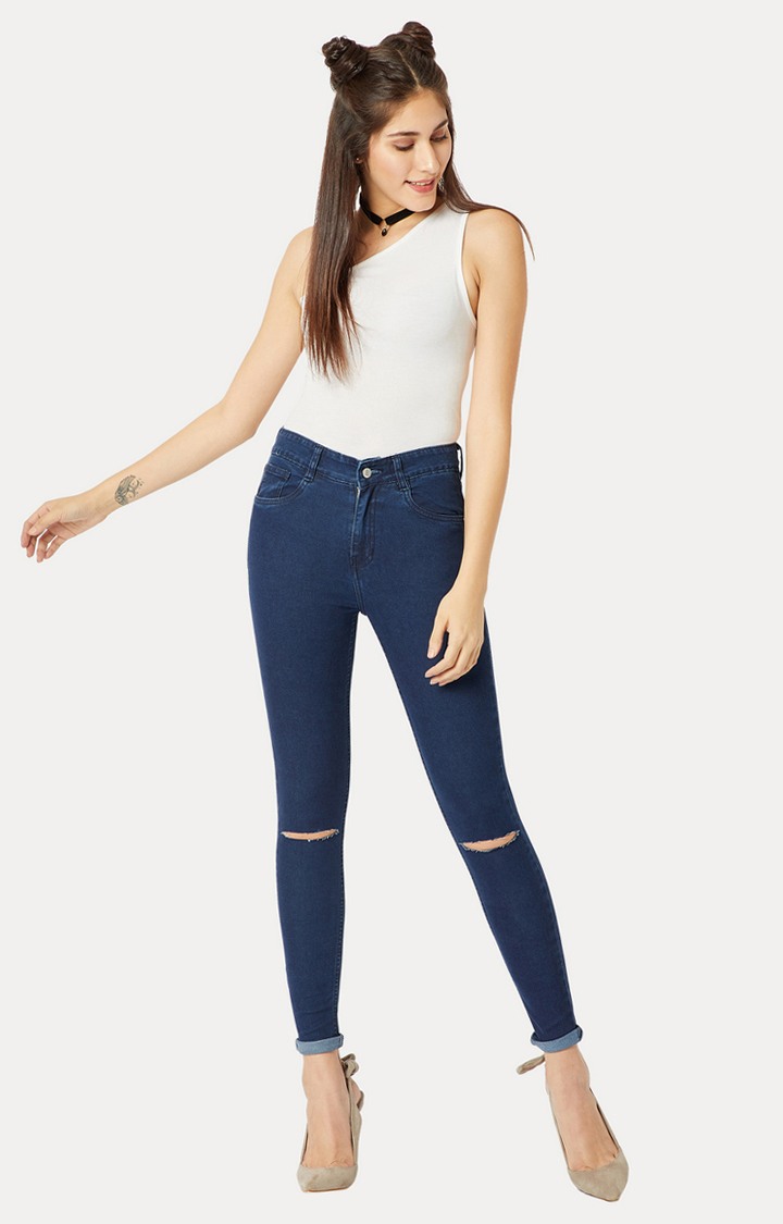 Women's Blue Ripped Ripped Jeans