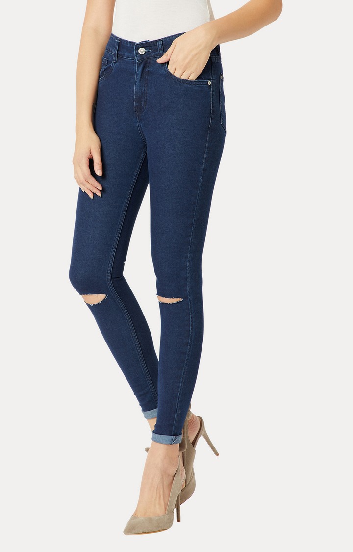 Women's Blue Ripped Ripped Jeans