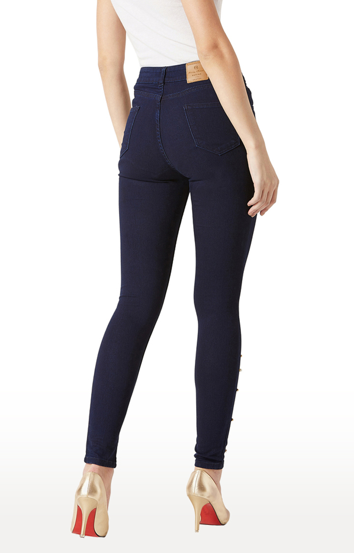 Women's Blue Solid Skinny Jeans