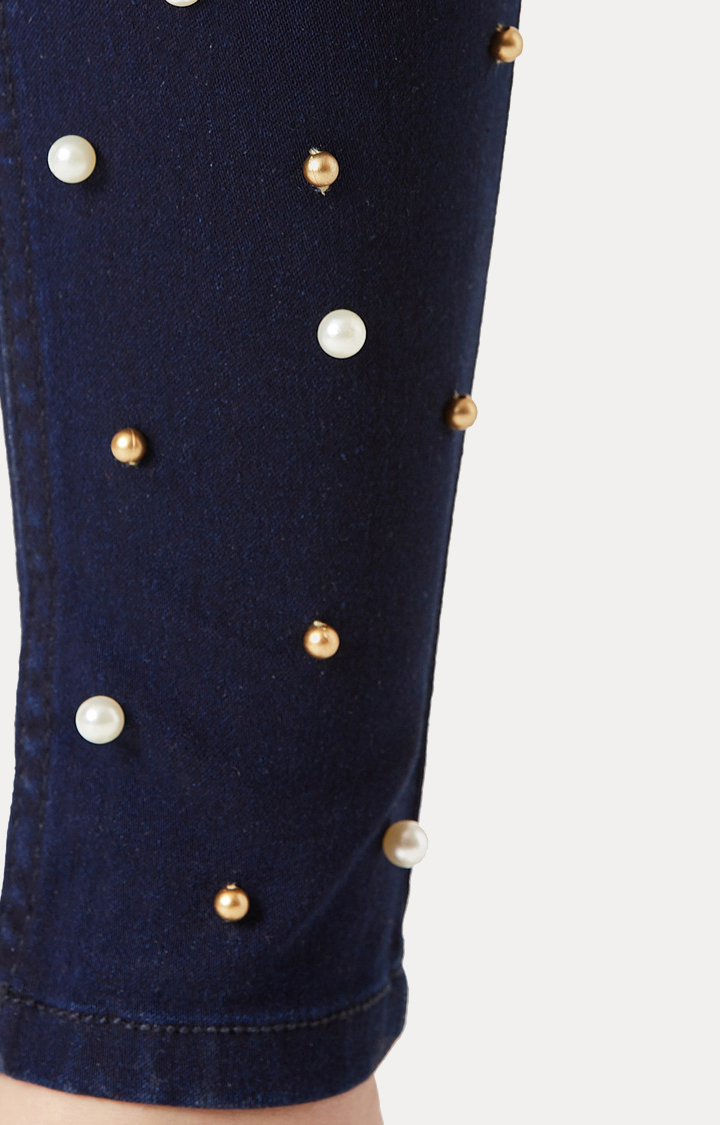 Women's Blue Solid Skinny Jeans