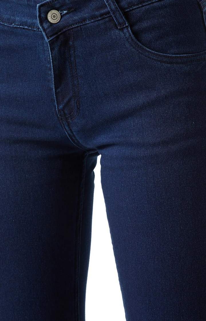 Women's Blue Solid Capris