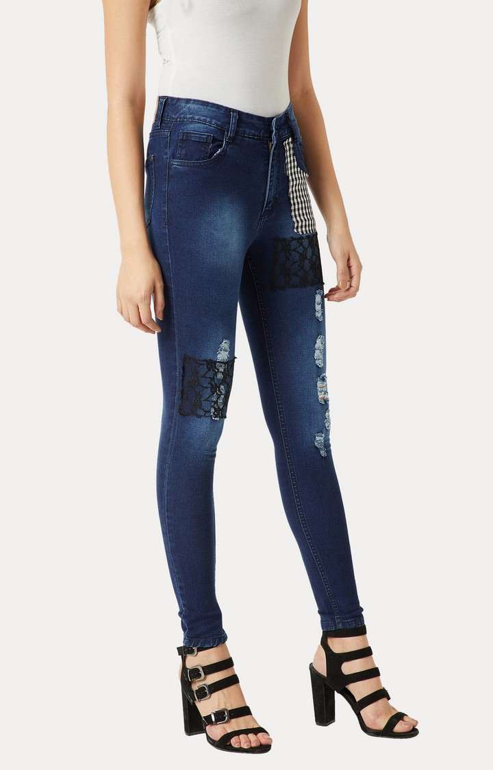 Women's Blue Ripped Ripped Jeans