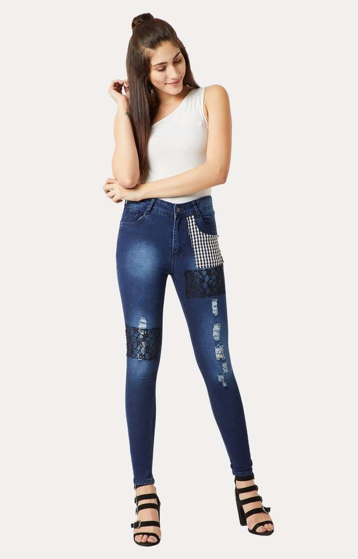 Women's Blue Ripped Ripped Jeans