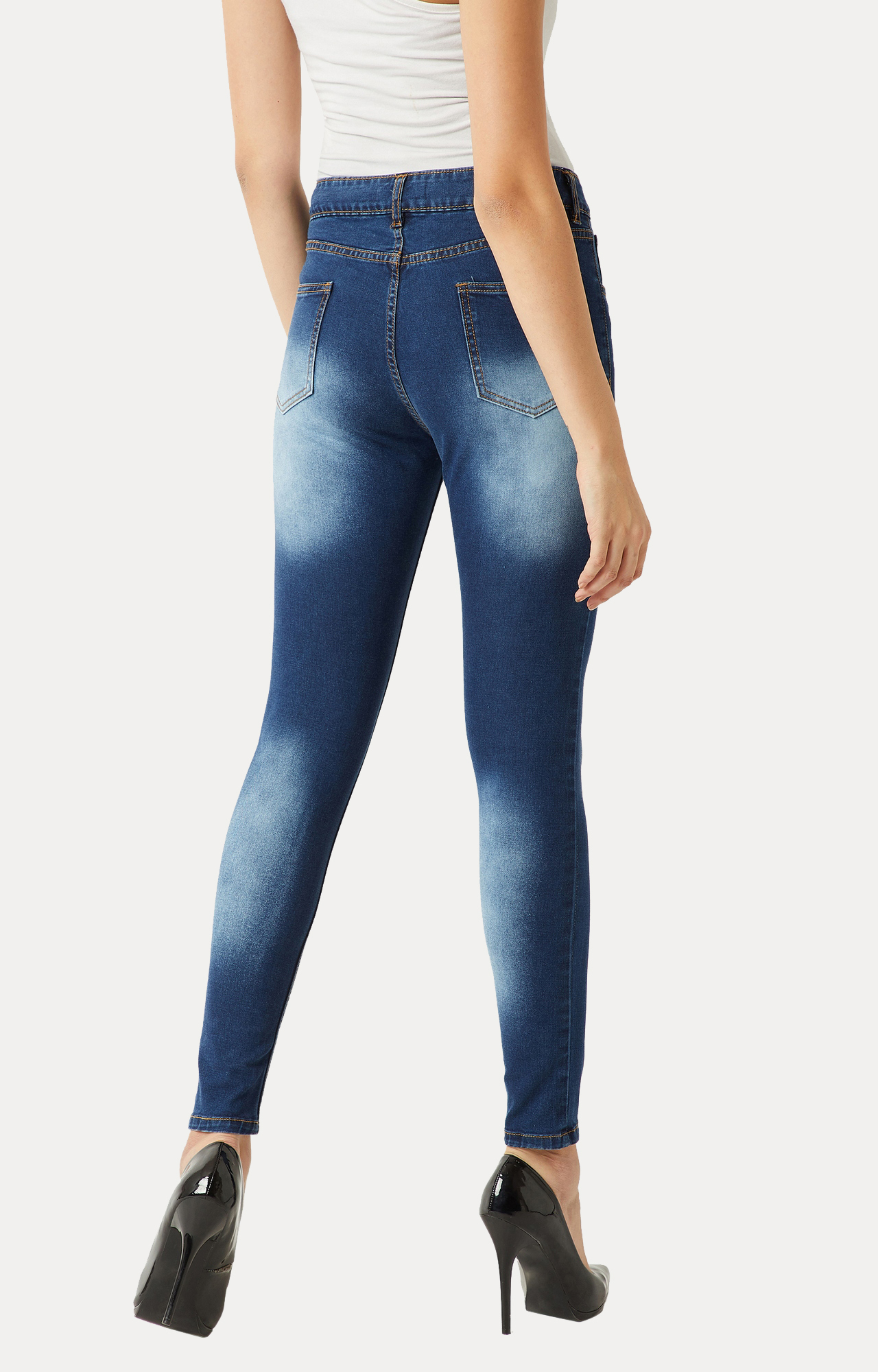 Women's Blue Solid Skinny Jeans
