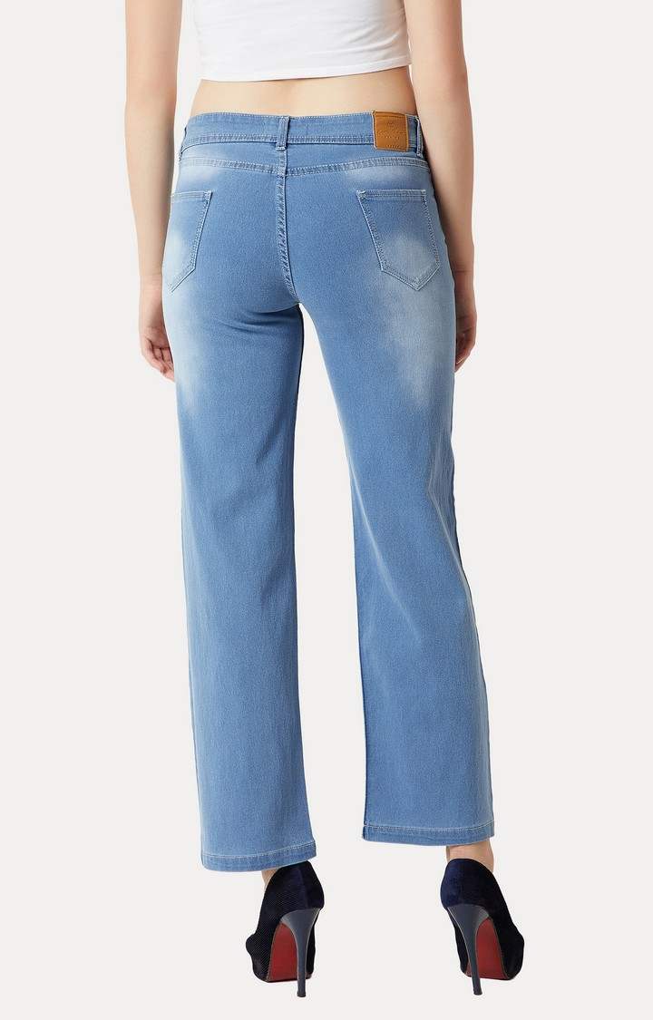 Women's Blue Solid Straight Jeans