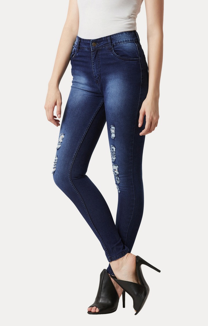 Women's Blue Ripped Ripped Jeans