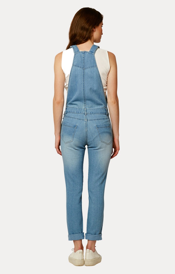 Women's Blue Denim RippedCasualwear Dungarees