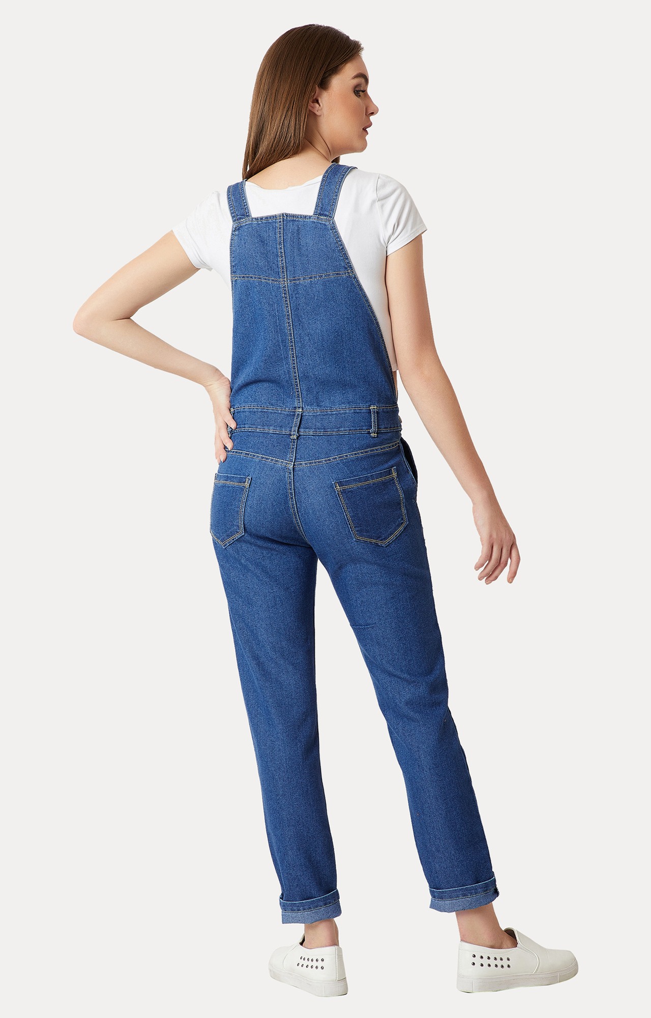 Women's Blue Denim SolidCasualwear Dungarees