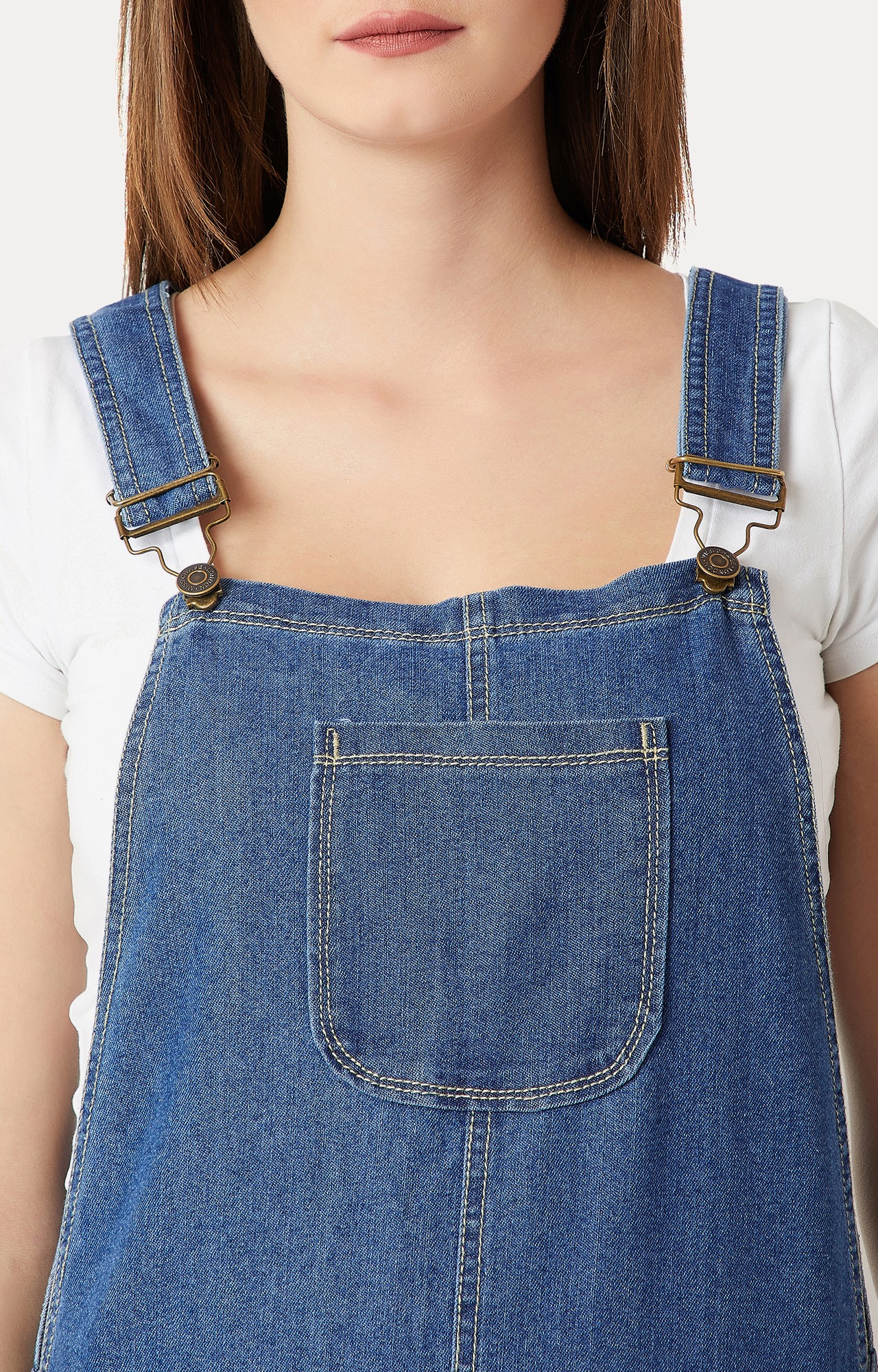 Women's Blue Denim SolidCasualwear Dungarees