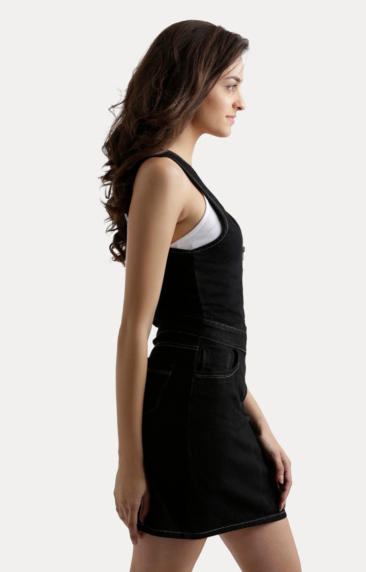 Women's Black Denim SolidCasualwear Shift Dress