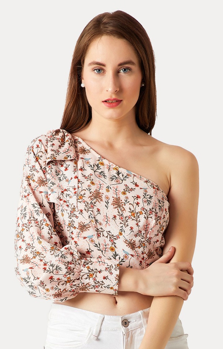 MISS CHASE | Women's Multi Crepe FloralCasualwear Crop Top