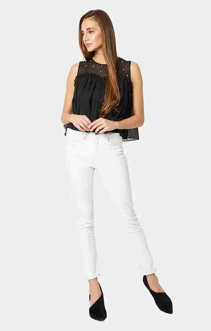 Women's Black Chiffon SolidCasualwear Peplum Top