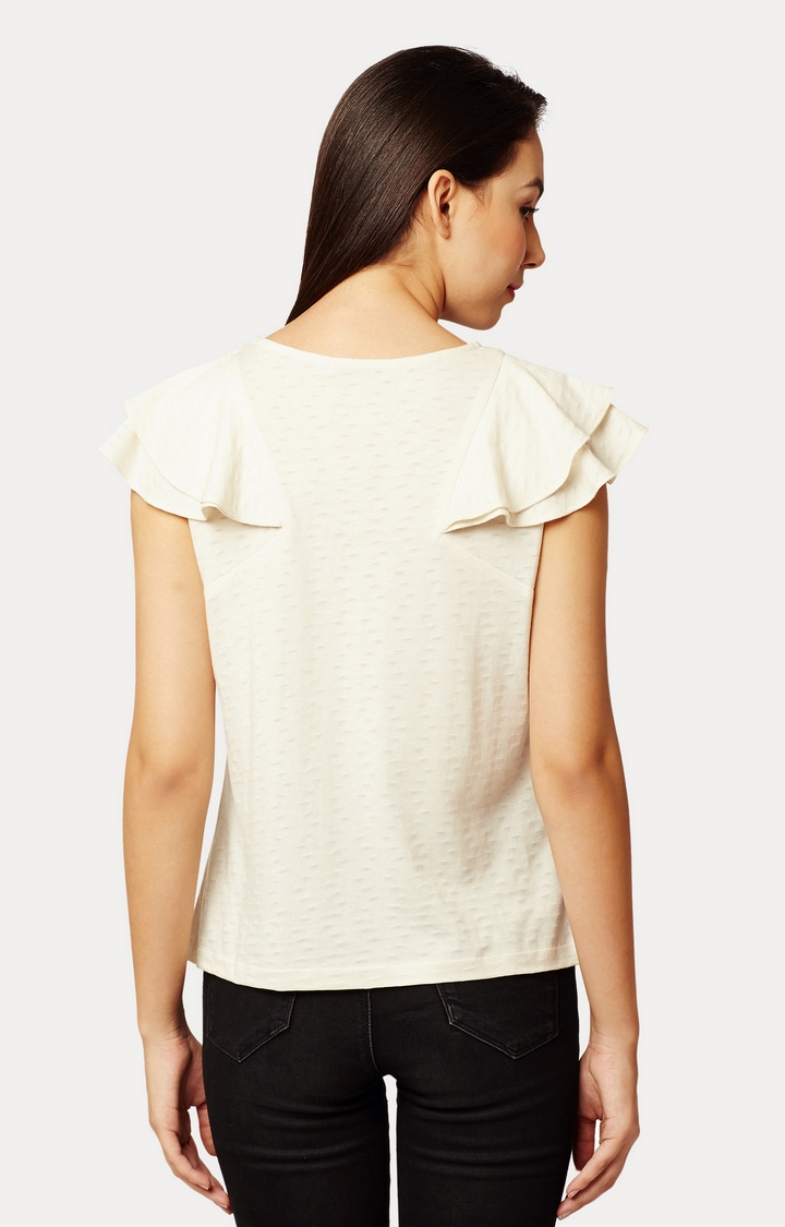 Women's White Cotton SolidCasualwear Tops