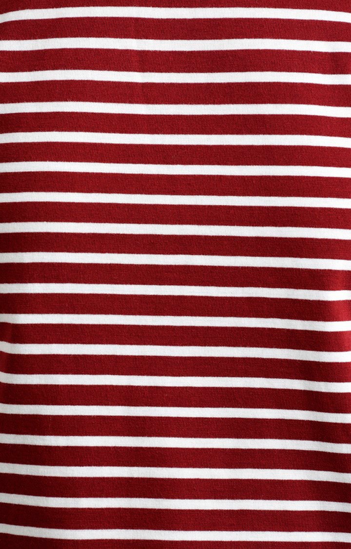 Women's Red Cotton StripedCasualwear Tops