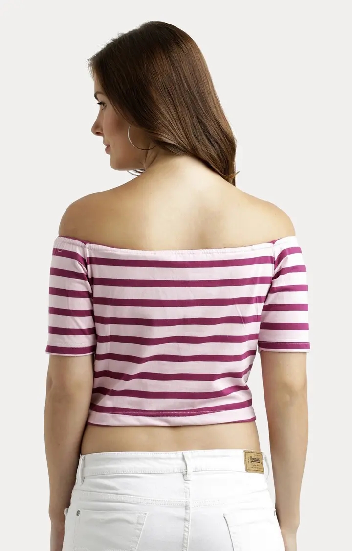 MISS CHASE | Women's Red Striped Crop T-Shirt 3