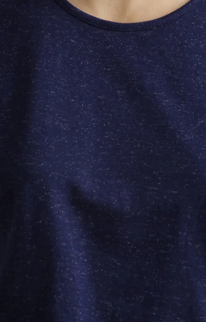 MISS CHASE | Women's Blue Melange Crop T-Shirt 4