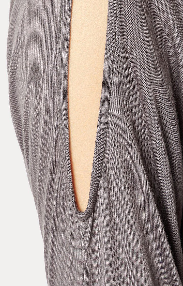 Women's Grey Polyester MelangeCasualwear Tops