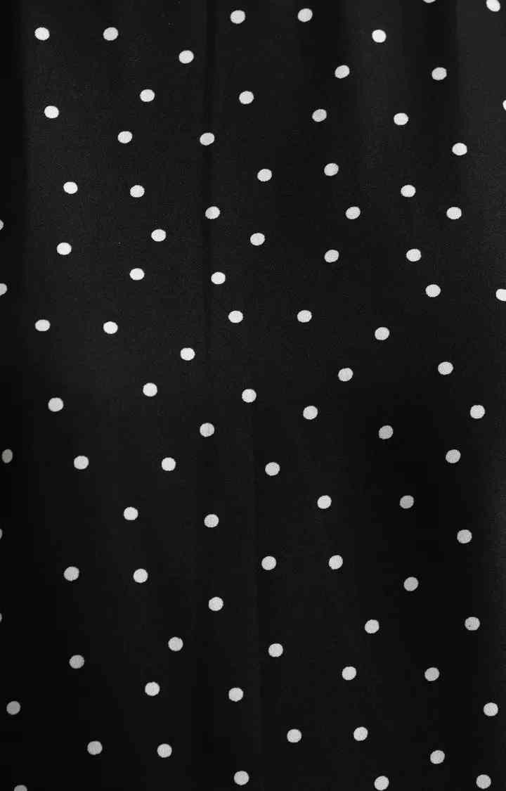 Women's Black Crepe Polka DotsCasualwear Tops