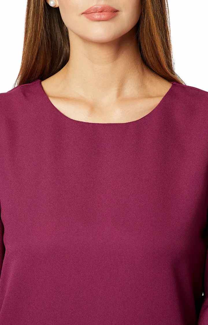 Women's Purple Crepe SolidCasualwear Tops