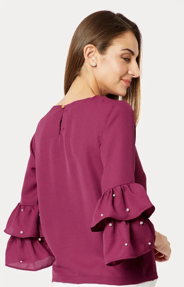 Women's Purple Crepe SolidCasualwear Tops