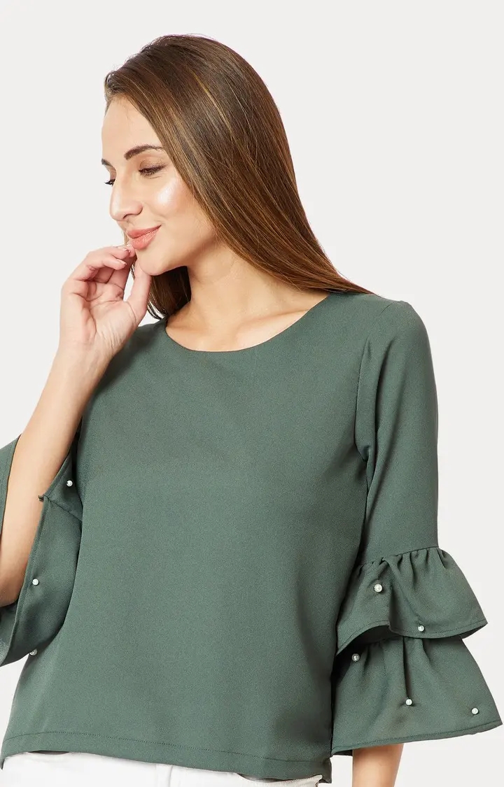 MISS CHASE | Women's Green Solid Tops