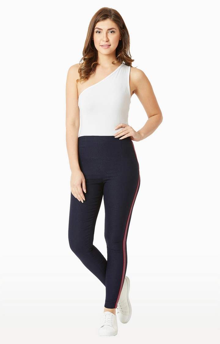 Women's Blue Solid Jeggings