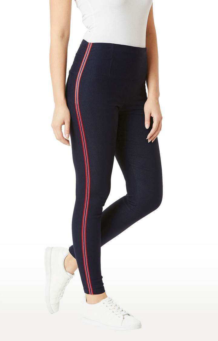 Women's Blue Solid Jeggings